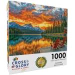 Cross & Glory - Dockside Reflections - 1000 Piece Jigsaw Puzzle for Adults | Tranquil Sunset Lake Scene | Challenging Puzzle for Adults | Eco-Friendly Materials for Nature Lovers