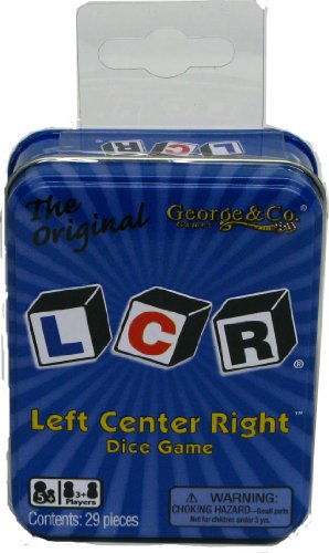 LCR Dice Game in Blue Tin