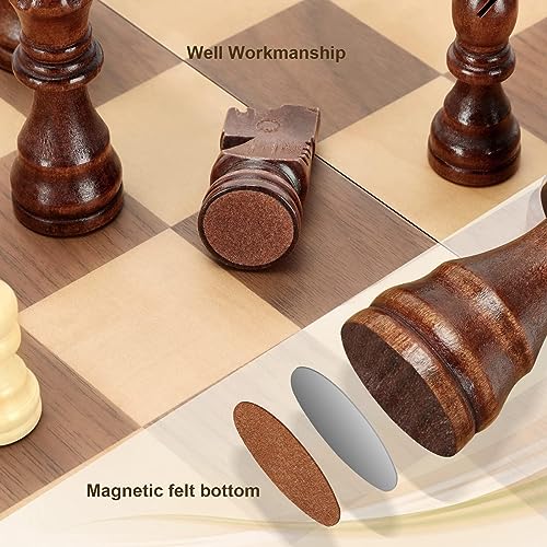 15" Magnetic Wooden Chess Board Set for Adults and Kids