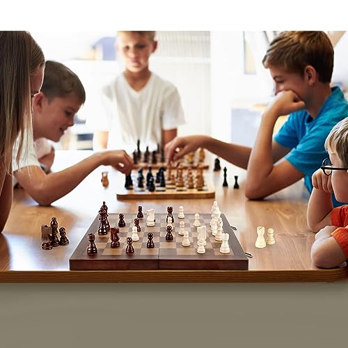 15" Magnetic Wooden Chess Board Set for Adults and Kids