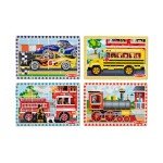 Melissa & Doug Vehicles 4-in-1 Wooden Jigsaw Puzzles in a Storage Box (48 pcs) - FSC Certified