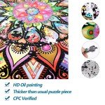 Bgraamiens Puzzle-Geometric Colorful Mandala-1000 Pieces Creative Geometric Round Blue Board Colorful Mandala Jigsaw Puzzle