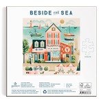 Galison Beside The Sea – 500 Piece Puzzle Fun and Challenging Activity with Bright and Bold Artwork of Charming Village and Sea Scenery for Adults and Families