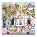 Galison Spring Terrace – 1000 Piece Joy Laforme Puzzle Featuring a Magnolia Filled Neighborhood Day On A Spring Day