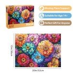500 Piece Puzzle for Adults Puzzle Flowers, Recycled Cardboar Jigsaw Puzzles 500 Pieces Children Elderly, Family Activity Game Great Gift for Mom Dad Friend Difficult Puzzles Size 20.5 x 15 inches