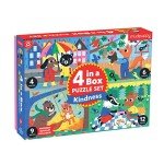 Mudpuppy Kindness 4-in-a-Box Puzzle Set – Includes 4 Progressive Jigsaw Puzzles for Kids with 4-12 Pieces – Features Colorful Animal Illustrations for Ages 2-5