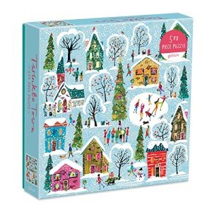 Galison Twinkle Town 500 Piece Puzzle from Galison - Featuring Colorful and Whimsical Illustrations of a Festive Snowy Town, 20" x 20", Makes a Wonderful Gift
