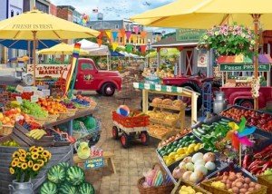 Wonder Forge Farmer's Market Day 1000 Piece Jigsaw Puzzle for Adults | Unique, Perfectly-Fitting Pieces | Fun, Vibrant Imagery | Amazon Exclusive