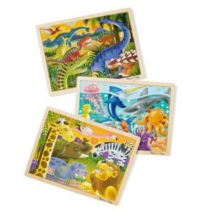 Melissa & Doug Jigsaw Puzzle Bundle (Dinosaur,Safari and Ocean) - Animal Puzzles, Wooden Jigsaw Puzzles For Kids Ages 3+