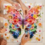 Butterfly Puzzles for Adults 1000 Pieces, Challenging Colorful Flower Butterflies Puzzles with Paper Art, Difficult Animal Plant Jigsaw Puzzles for Adults