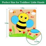 Dreampark Wooden Puzzles for Toddlers Ages 1-3, Montessori Toys for 1 2 3 Years Old Girls Boys Baby Kids Puzzle Learning Educational Christmas Birthday Gifts Toys 6 Pack Animal Jigsaw Puzzle