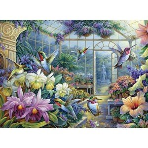 Bits and Pieces – 1500 Piece Jigsaw Puzzle for Adults – Antique Greenhouse - Bird Fountain Beautiful Flower Garden Jigsaw Puzzle by Artist Oleg Gavrilov, Completed Puzzle Size: 23" x 33"