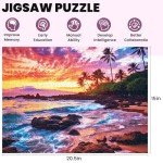 500 Piece Beach Puzzle for Adults-Sunset Puzzle | Recycled Cardboar Jigsaw Puzzles 500 Pieces | Challenging Family Activity Great Gift Idea for Family Friends | Difficult Puzzles Size 20.5 x 15 inches