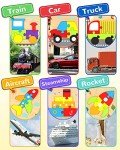 Yetonamr Wooden Toddler Puzzles Gifts Toys for 1 2 3 Years Old Boys Girls, 6 Vehicle Shape Montessori Toys Educational Blocks Easter Basket Stuffers Kids Gift Baby Learning Toy Age 1-3, 2-4