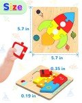 Yetonamr Wooden Toddler Puzzles Gifts Toys for 1 2 3 Years Old Boys Girls, 6 Vehicle Shape Montessori Toys Educational Blocks Easter Basket Stuffers Kids Gift Baby Learning Toy Age 1-3, 2-4