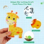 FLYINGSEEDS 6 Packs Safari Animals Shaped Wooden Jigsaw Puzzles for Toddlers Ages 1-3, Level-up Puzzles for Beginner, Montessori Learning Toys Preschool Educational Activity for Kids Ages 2-5