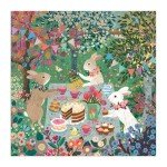 Galison Spring Tea Party – 500 Piece Foil Jigsaw Puzzle Featuring Beautiful Artwork of Rabbits Enjoying A Tea Party