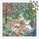 Galison Spring Tea Party – 500 Piece Foil Jigsaw Puzzle Featuring Beautiful Artwork of Rabbits Enjoying A Tea Party