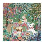 Galison Spring Tea Party – 500 Piece Foil Jigsaw Puzzle Featuring Beautiful Artwork of Rabbits Enjoying A Tea Party