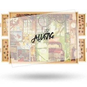 ALL4JIG 1500 Piece Rotating Puzzle Board with Drawers and Cover,25"x34"Portable Wooden Jigsaw Puzzle Table for Adults Portable,Lazy Susan Spinning Puzzle Boards Birthday Gift for mom