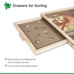 ALL4JIG 1500 Piece Rotating Puzzle Board with Drawers and Cover,25"x34"Portable Wooden Jigsaw Puzzle Table for Adults Portable,Lazy Susan Spinning Puzzle Boards Birthday Gift for mom