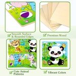 Aitey Set of 6 Toddler Puzzles Ages 2-4, Wooden Jigsaw Puzzles for Kids Ages 3-5, Puzzles for Toddlers 2 3 4 Year Old, Kids Puzzle Toys with Animal Patterns Educational Toys for Boys and Girls