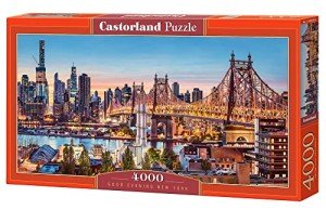 CASTORLAND 4000 Piece Jigsaw Puzzles, Good Evening New York, Puzzle of NYC, Puzzles of The USA, City Skyline Puzzle, New York Harbor and Bridge Puzzle, Castorland C-400256-2