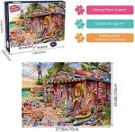 HUADADA Jigsaw Puzzles for Adults 1000 Pieces, Beach Shop Interlock Perfectly No Dust, Home Decors Family Challenge Toys for Men Women Elders Seniors (27.5"x19.6"), 1:1 Poster