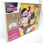 Disney Minnie Mouse 5 Wood Jigsaw Puzzles in Wood Storage Box