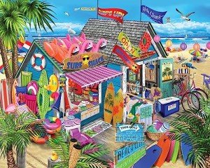 White Mountain Surf Shack 1000 Piece Puzzle for Adults Beach Summer Jigsaw Puzzles for Grandparents Adult Family