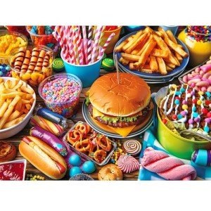500 Piece Puzzle for Adults, Hamburger Jigsaw Puzzles, Youths Favorite Foods Puzzles 500 Pieces, Birthday and Barious Holiday Party for Family Kids and Adults, Funny Puzzle for Adults, 20.5x15 in