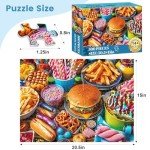 500 Piece Puzzle for Adults, Hamburger Jigsaw Puzzles, Youths Favorite Foods Puzzles 500 Pieces, Birthday and Barious Holiday Party for Family Kids and Adults, Funny Puzzle for Adults, 20.5x15 in