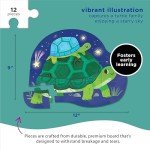 Crocodile Creek 12-Piece Mini Jigsaw Puzzle - Fun Floor Puzzles for Kids Ages 2-4 and Up - Heavy-Duty Shaped Box for Storage - Turtles Together - 12" x 9" Finished
