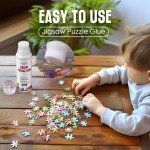 YAKAMOZ Updated Jigsaw Puzzle Glue with New Sponge Head for Adults Clear Water-Soluble Special Craft Puzzle Glue Quick Dry for 1000/1500/3000 Pieces of Puzzle,120ML