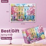 500 Pieces Jigsaw Puzzles for Adults, Beautiful Spring Street Puzzle for Adults Children Elderly, Recycled Paper Puzzle 500 Pieces, Glossy, Sturdy Pieces Challenging Family Game (20.5x15in)