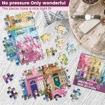 500 Pieces Jigsaw Puzzles for Adults, Beautiful Spring Street Puzzle for Adults Children Elderly, Recycled Paper Puzzle 500 Pieces, Glossy, Sturdy Pieces Challenging Family Game (20.5x15in)