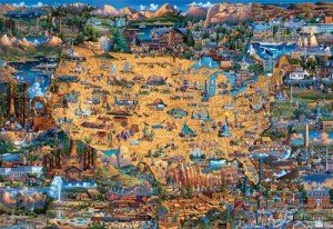 Buffalo Games - Dowdle - National Parks Map - 2000 Piece Jigsaw Puzzle for Adults Challenging Puzzle Perfect for Game Nights - Finished Size is 38.50 x 26.50