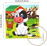 SANNIX 12 Pack Jigsaw Puzzles for Toddlers Wooden Animals Jigsaw Puzzles 9 pcs with 12 Organize Bags for Kids Ages 2 3 4 5 Preschool Educational Puzzles Learning Travel Toys for Boys and Girls