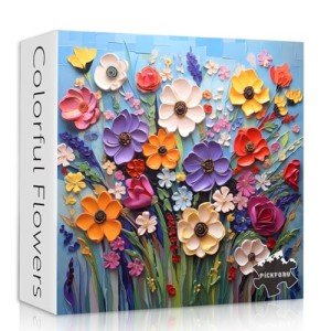 Colorful Flower Puzzles for Adults, Mosaic Plant Floral Puzzle Art, Spring Flower Garden Jigsaw Puzzles 1000 Pieces Painting