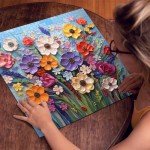 Colorful Flower Puzzles for Adults, Mosaic Plant Floral Puzzle Art, Spring Flower Garden Jigsaw Puzzles 1000 Pieces Painting