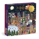 Galison Presentville 500 Piece Holiday Foil Puzzle Featuring Beautiful Artwork of A Cozy and Festive City Scene by Joy Laforme