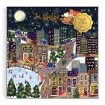 Galison Presentville 500 Piece Holiday Foil Puzzle Featuring Beautiful Artwork of A Cozy and Festive City Scene by Joy Laforme