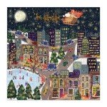 Galison Presentville 500 Piece Holiday Foil Puzzle Featuring Beautiful Artwork of A Cozy and Festive City Scene by Joy Laforme