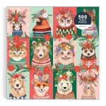 Galison Furry and Bright – 500 Piece Jigsaw Puzzle Featuring Adorable Portraits of Furry Friends Festooned for The Holidays
