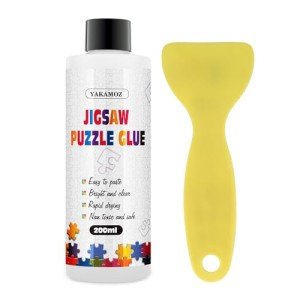 YAKAMOZ Updated Jigsaw Puzzle Glue with Applicator for Adults Clear Water-Soluble Special Craft Puzzle Glue, Non-Toxic and Quick Dry for 3000/4500/5000 Pieces of Puzzle,200ML