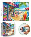 Beach Shop Puzzles for Adults 1000 Pieces Summer Surf Shack Puzzle for Adults Jigsaw Puzzles 1000 Pieces with Letters on Back Hard Impossible Difficult challenging Family Puzzle (27.5"x19.6")