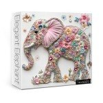 Crystal Elephant Puzzles for Adults 1000 Pieces, Cute Animal Flower Jigsaw Puzzles, Art Pretty Floral Puzzles