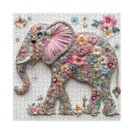 Crystal Elephant Puzzles for Adults 1000 Pieces, Cute Animal Flower Jigsaw Puzzles, Art Pretty Floral Puzzles