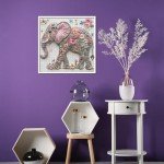 Crystal Elephant Puzzles for Adults 1000 Pieces, Cute Animal Flower Jigsaw Puzzles, Art Pretty Floral Puzzles