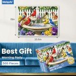 500 Pieces Puzzle for Adults | Bath Birds Large Piece Puzzle | Recycled Cardboard Jigsaw Puzzle 500 Pieces | Challenging Game Home Decor Birthday Party Gift Toy for Adults Kids Seniors 20.5 * 15 in